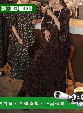 1h可退 日本直邮【forksy.】【适合各种场合】花朵绒面层叠连衣裙