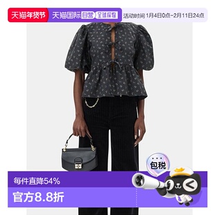 香港直邮Ganni 印花蓬蓬袖衬衫 W0152正品时尚柔软舒适百搭高级感