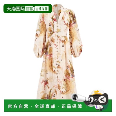 1h可退 香港直邮ZIMMERMANN 女士 ASCENSION 深V中长连衣裙 5146D