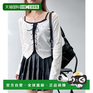 1h可退 日本直邮AS KNOW AS plus 女装 韩风蕾丝拼接短款U领上衣