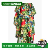 1h可退 层叠荷叶边印花塔夫绸中长半身裙 女士 香港直邮FARM RIO