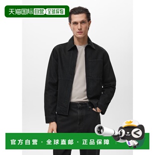 自营欧洲直邮Mango芒果 男士黑色带口袋的牛仔夹克