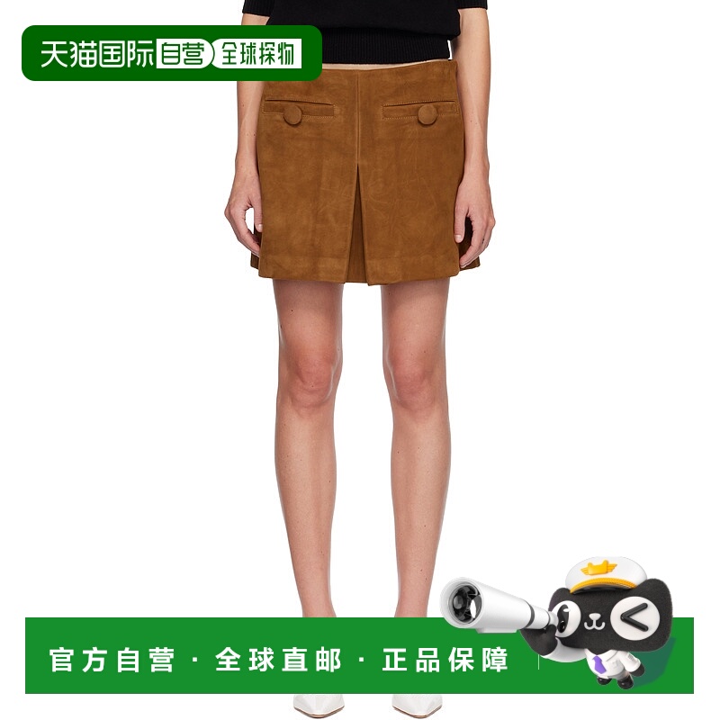 香港直邮Marc Jacobs 马克 雅可布 女士 黄褐色工字褶绒面革短裙