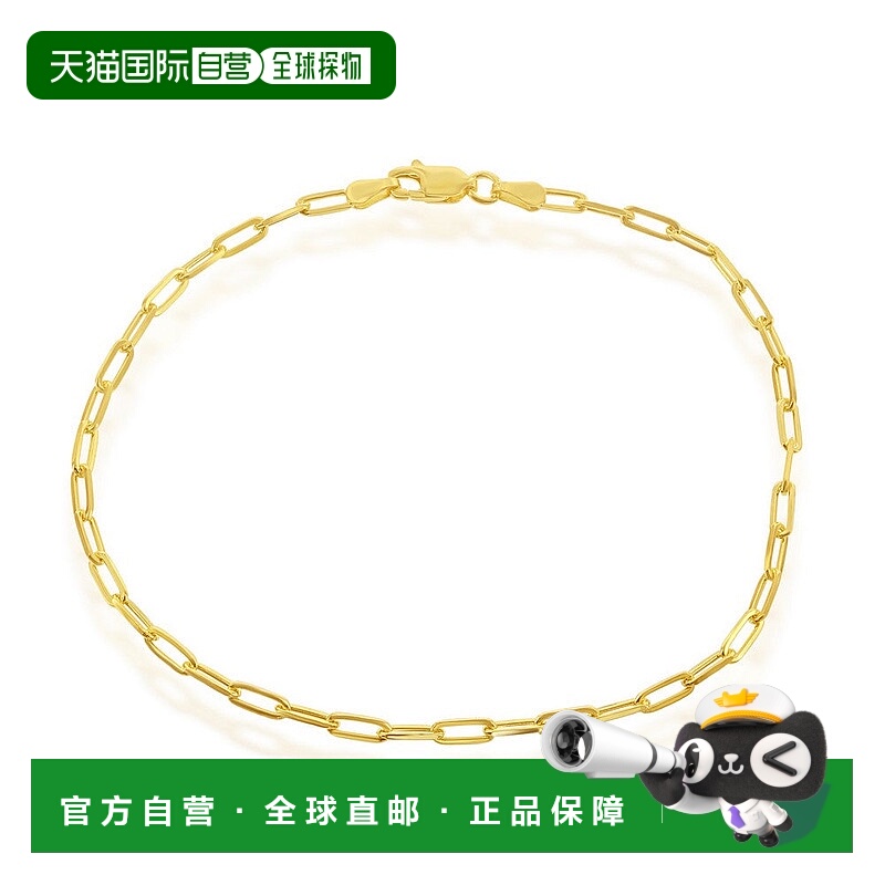 自营 simonaSterling Silver 2.8mm Paper Clip Anklet Gold Plat