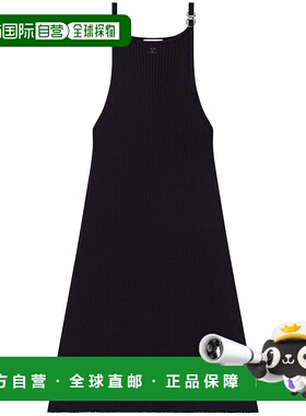 1h可退 香港直邮潮奢 Courreges 女士 黑色罗纹迷你连衣裙 225MR0