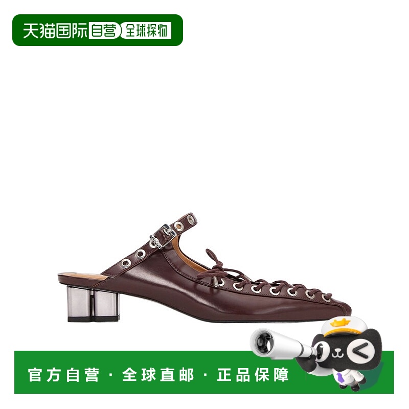 1h可退 香港直邮潮奢 GANNI 甘尼 女士 PU 酒红绑带鞋 S3039单鞋