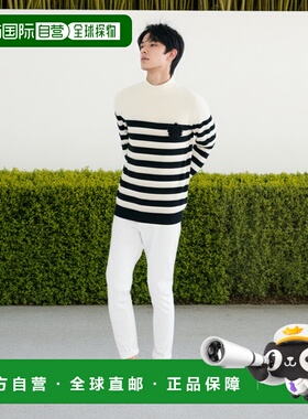 1h可退 香港直邮Balmain 巴尔曼 男士 標誌貼片條紋套頭衫 FH1KF1