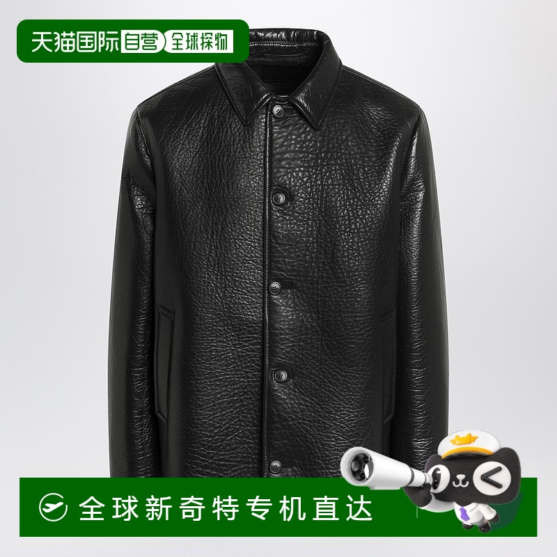 1h可退 香港直邮Prada 普拉达 男士 黑色软羊皮夹克 UPS683OOO173
