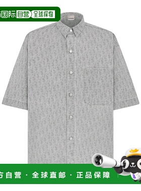 香港直邮DIOR 男士衬衫 243D589A3001C880 AW2025 灰色 短袖衬衫