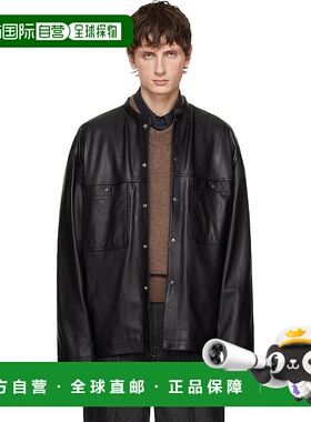 1h可退 香港直邮潮奢 Lemaire 男士 黑色 Collarstand 皮革夹克 O