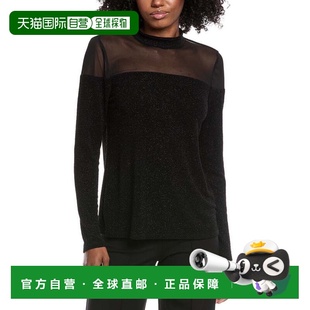 自营Vince Camuto Mock Neck Top - black 美国奥莱直发上衣