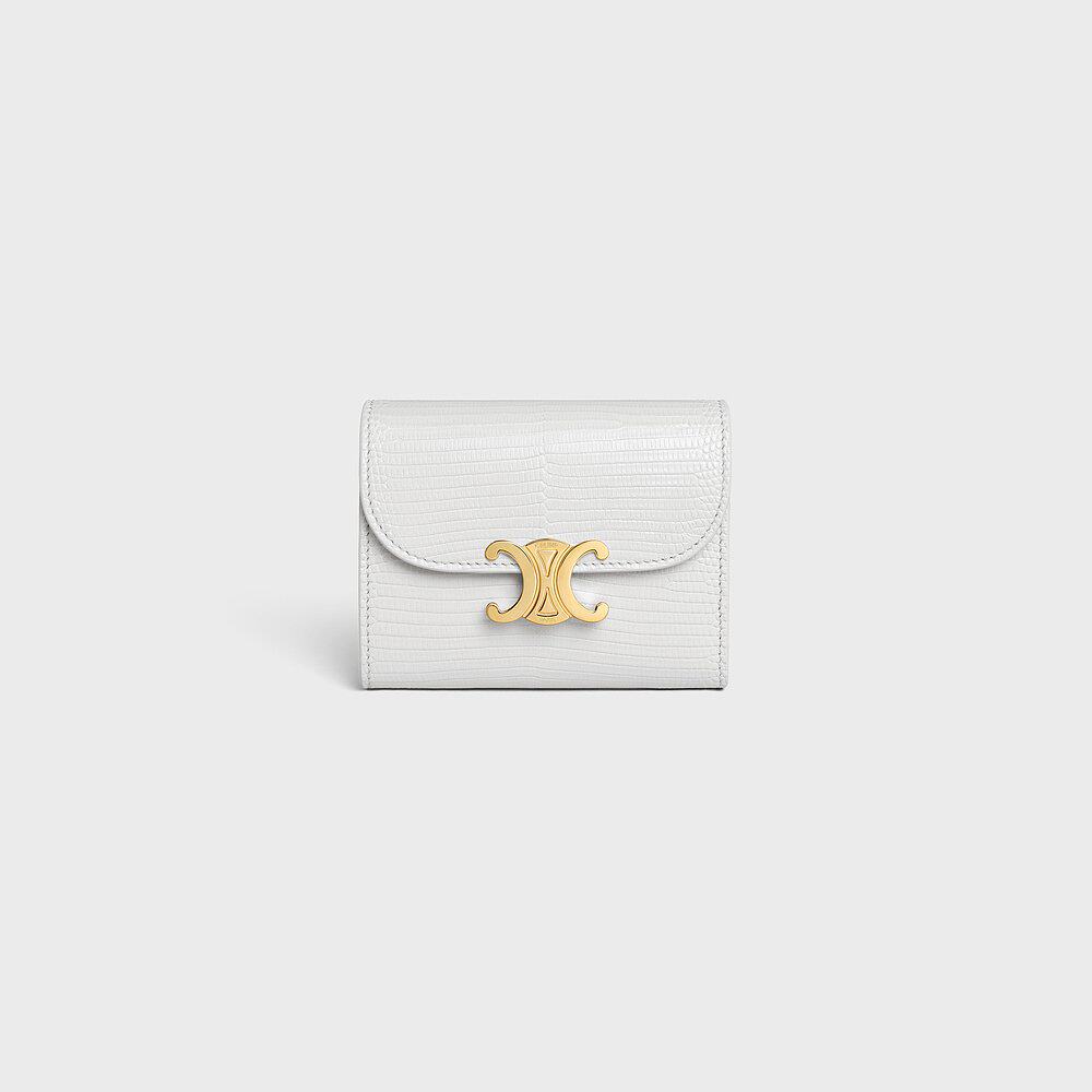 CELINE(思琳) 女士蜥蜴纹三叶草小翻盖钱包