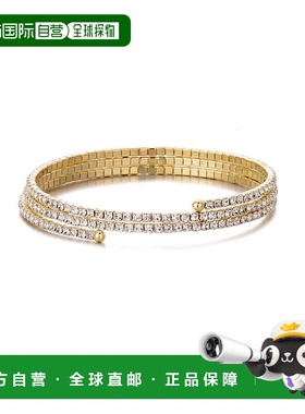 自营adorniaGold Plated Triple Coil Crystal Tennis Stretch Br