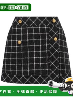 香港直邮Dior 裹身迷你格纹半身裙 450J12A1589a字裙