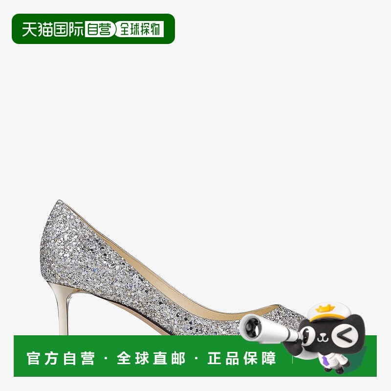 香港直邮Jimmy Choo ROMY 60织物闪亮亮片套穿细跟高跟鞋