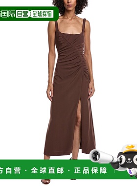 自营Lela Rose Ruched Fluid Crepe Tank Dress - brown 美国奥莱