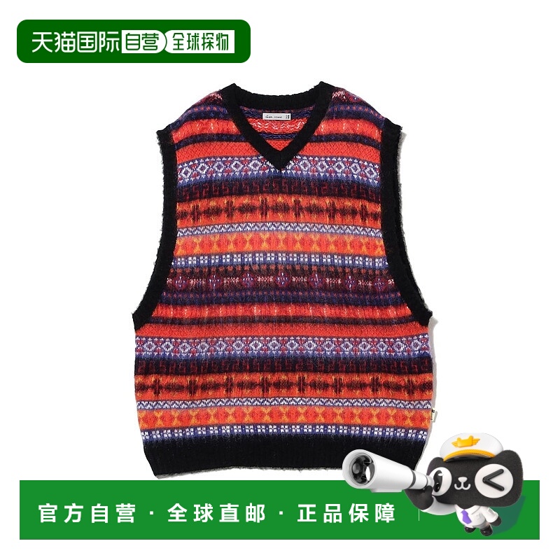 1h可退 日本直邮SSZ 男装 费尔岛风 数码霓虹图案 长毛针织背心 1