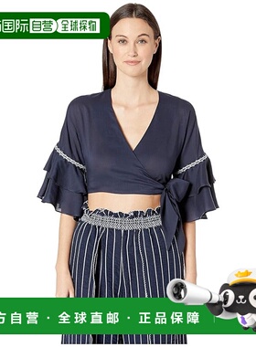 自营Jonathan Simkhai Hawaiian Sarong Wrap Top Womens Navy Ru