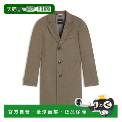 自营bossWool-cashmere coat in a slim fit - light brown 美国
