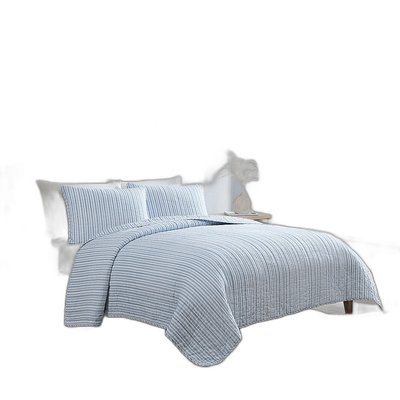 自营 Nautica Coleridge 条纹蓝色双人被子枕套套装 - 深渊海军蓝