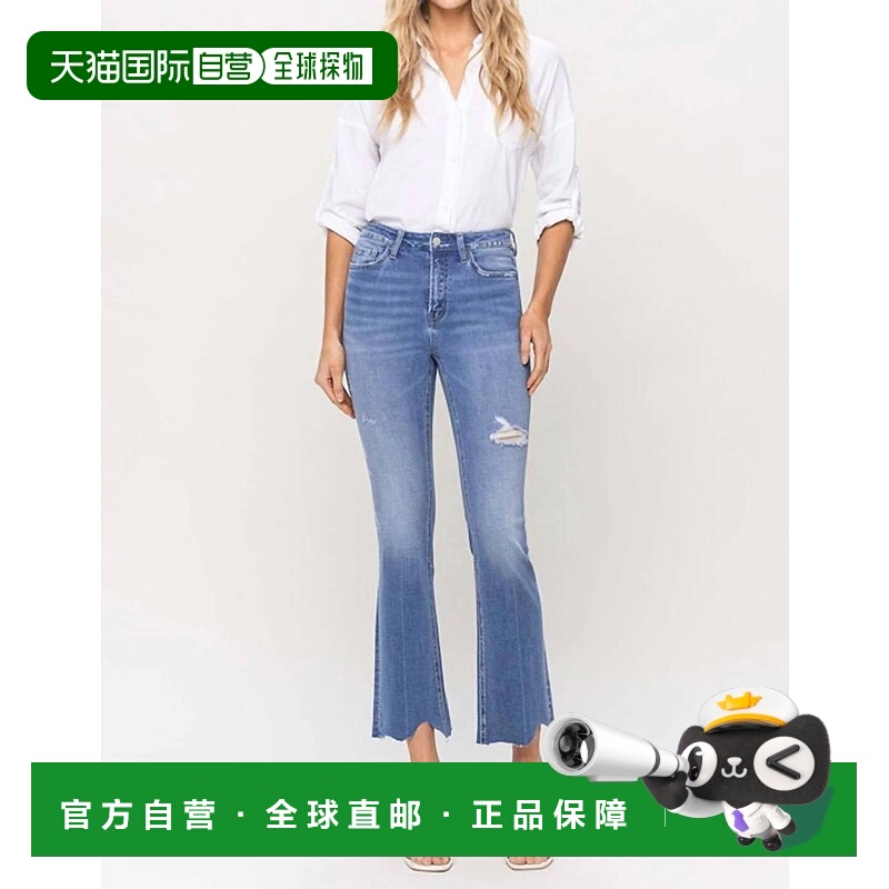 自营 flying monkeyScalloped Hem High Rise Kick Crop Flare Je