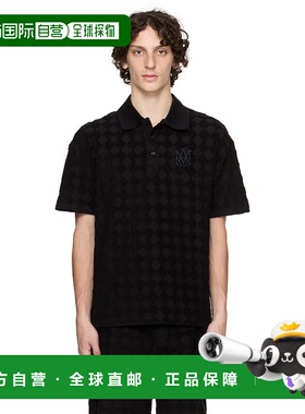 1h可退 香港直邮潮奢 AMIRI 男士 黑色 MA Quad Toweling Polo 衫