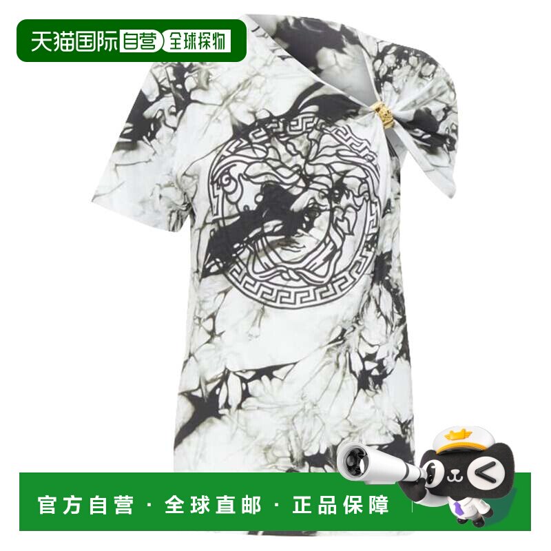 自营versace范思哲美杜莎戒指大理石扎染T恤-白色 美国奥莱直发
