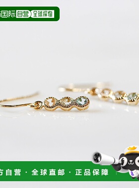 1h可退 日本直邮cui-cui 多彩渐变钩针耳环 K18 黄金制 蓝色系 66