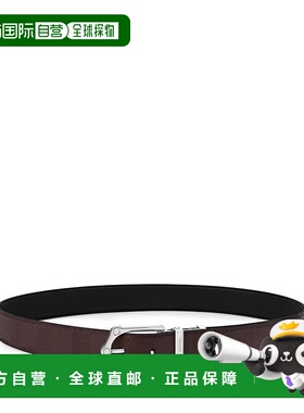 自营1h可退 欧洲直邮LV路易威登 Frog系列男士黑色牛皮棋盘格腰带