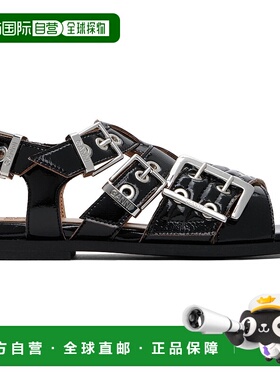 1h可退 香港直邮潮奢 GANNI 甘尼 女士 黑色 Feminine Buckle Str