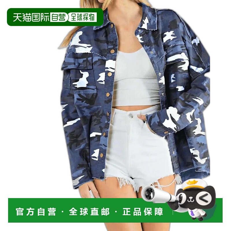 自营 davi & daniEdgy Plus：Hallie Army 印花 Shacket（灰蓝色