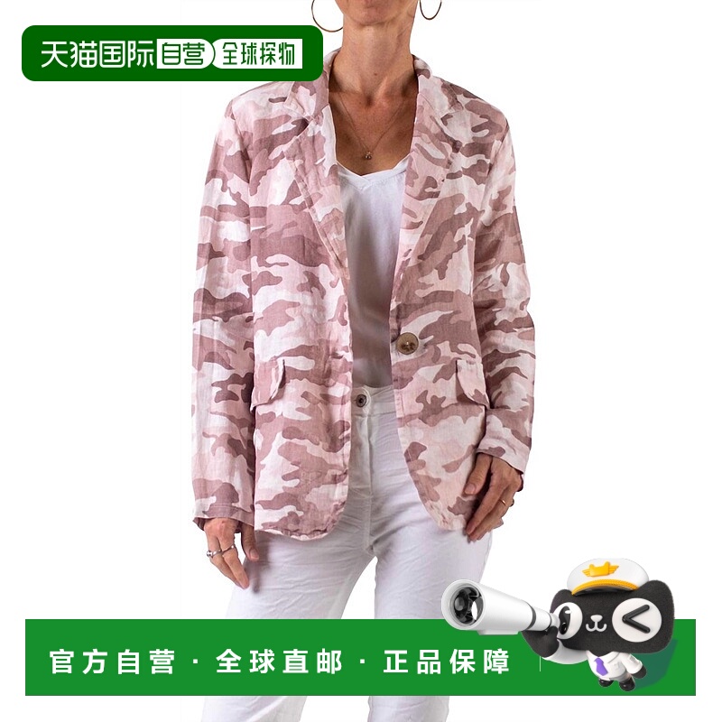 自营gigi modaSabrina Camo Linen Blazer In Pink - pink 美国奥