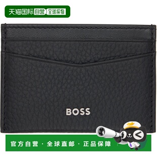 1h可退 香港直邮BOSS 波士 男士 黑色 Logo-Lettering 卡包 50529