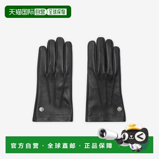 自营欧洲直邮Burberry博柏利 女士黑色小牛皮马术骑士徽标手套