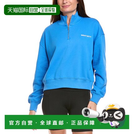 自营Sweaty Betty Revive Crop 1/2-Zip Pullover - blue 美国奥