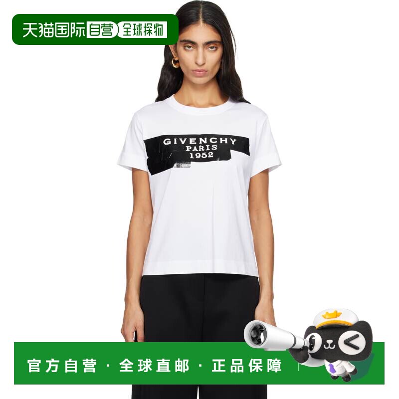 1h可退 香港直邮Givenchy 纪梵希 女士 白色 Tape Print T恤 BW70