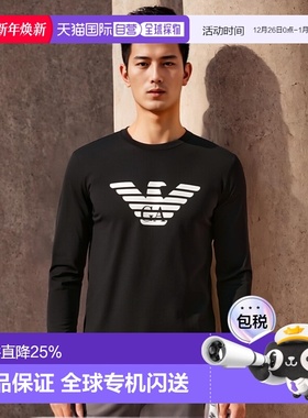 香港直邮EMPORIO ARMANI 男黑色长袖T恤 8N1TN8-1JPZZ-0022阿玛尼