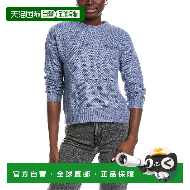 自营 autumn cashmere秋季羊绒蜂窝羊绒与丝绸混纺毛衣-蓝色 美国