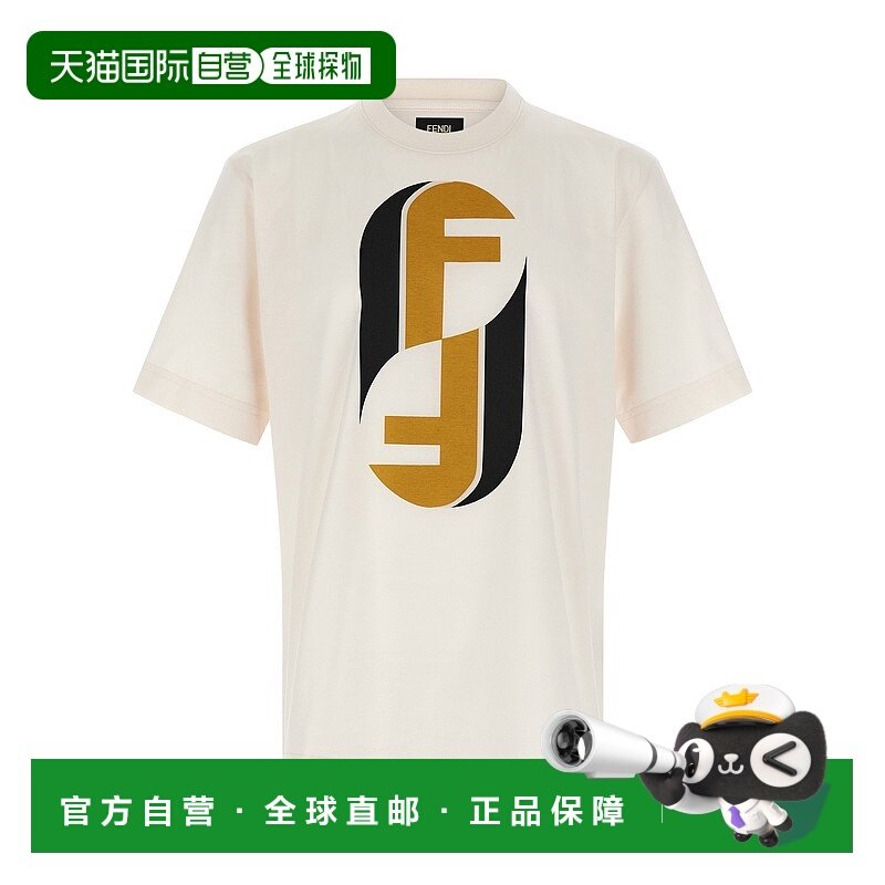香港直邮FENDI 男士T恤 FY0936AOZ4F1J7C AW2025 白色 T-shirt in
