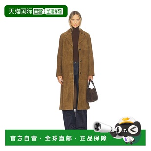 1h可退 香港直邮VINCE 女士 绒面革皮革长款大衣 V171991665