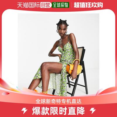 香港直邮潮奢 Topshop 女士 bralet 绿色花朵吊带连衣裙