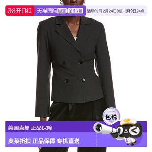 自营GANNI Drapey Melange Fitted Double Breasted Blazer - bla