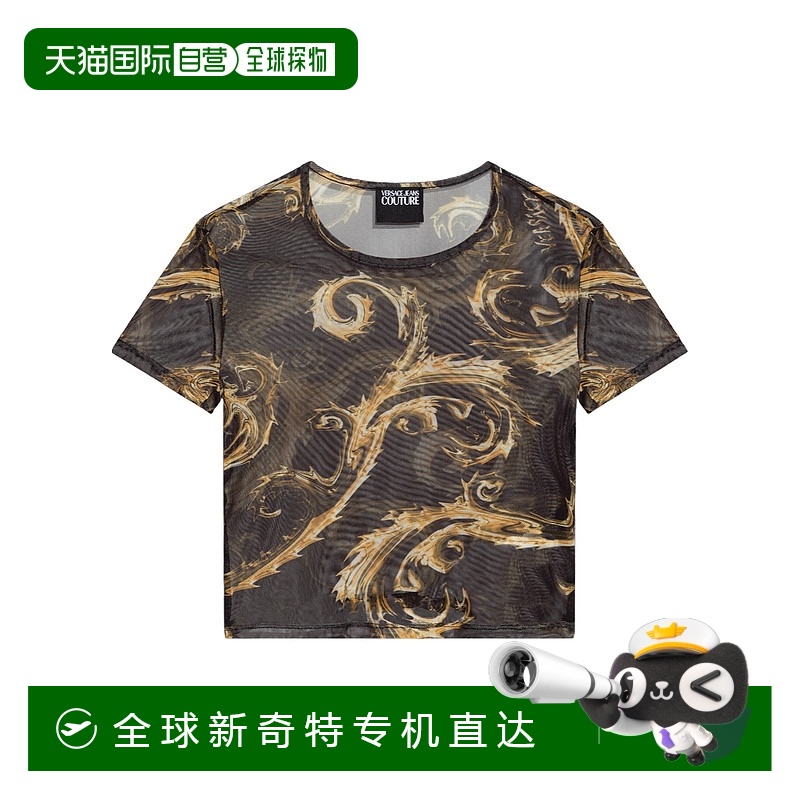 1h可退 香港直邮VERSACE JEANS 女士T恤 77HAH6A2JS398G89 CO 黑
