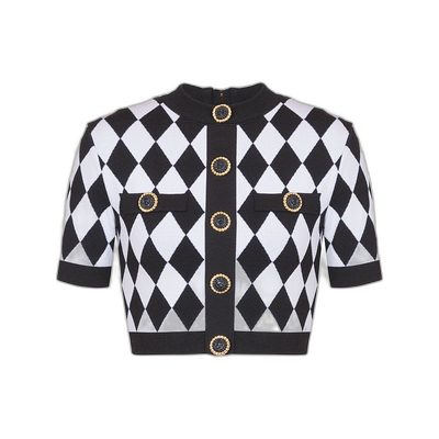 1h可退 香港直邮潮奢 Balmain 巴尔曼 女士 圆领提花拉链T恤 DF1A