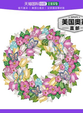 Designocracy Flowers Spring Wreath Wood Decor - 多色 【美国