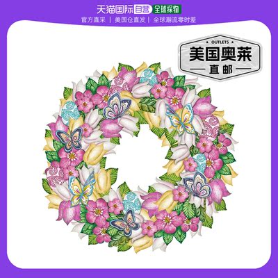 Designocracy Flowers Spring Wreath Wood Decor - 多色 【美国