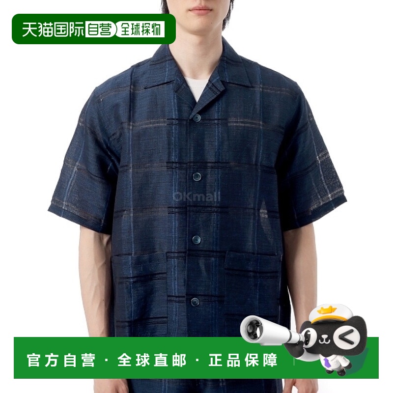 韩国直邮NEEDLES Cabana 衬衫格子提花 - 蓝色 (QV120) 短袖衬衫