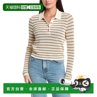 白色 自营 bone碎骨维奥拉条纹翻领毛衣 美国奥莱直发 rag