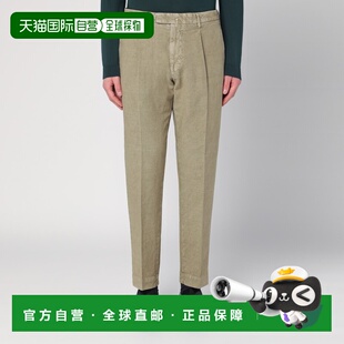 1h可退 香港直邮Santaniello 男士 Sage 绿色棉质亚麻裤子 ARECHI