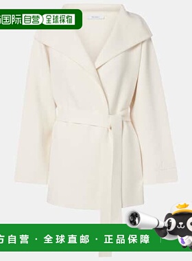香港直邮MaxMara 麦斯玛拉 女士 Rea 束带大衣 white白色 舒适时